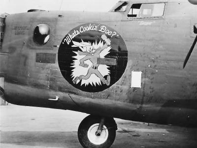 B-24J Liberator 42-110157 of the 466th Bomb Group, 786th BS „Whats Cookin Doc” nose art