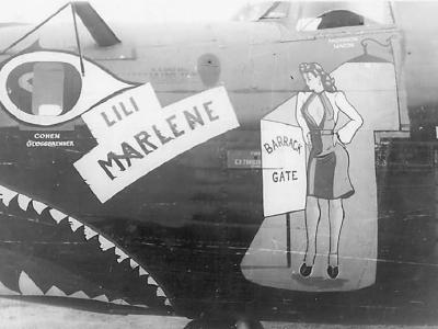 B-24J Liberator 42-73494 „Lili Marlene” of the 308th Bomb Group 375th BS nose art