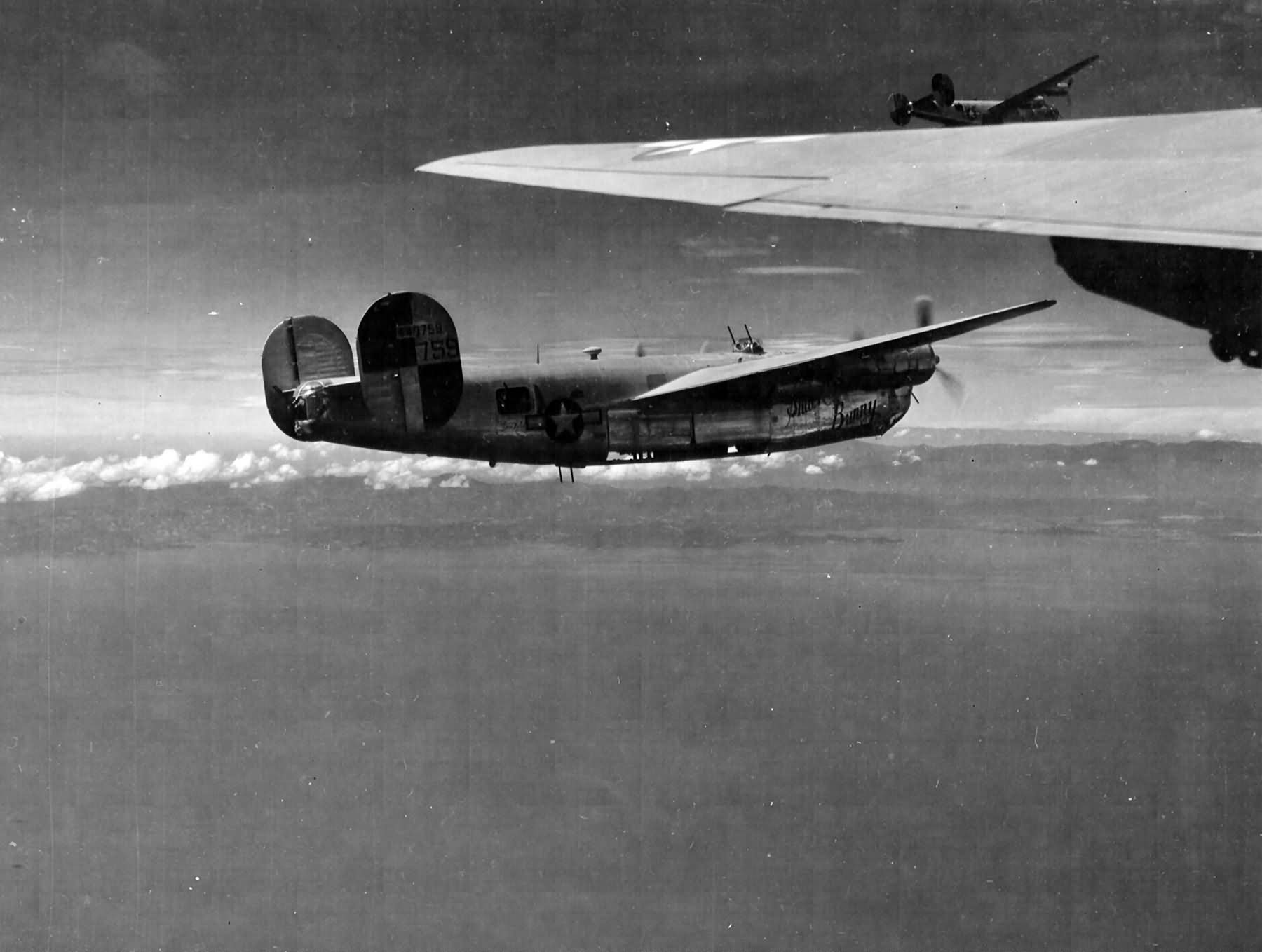 B-24J Liberator 44-40759 of the 867th Bomb Squadron, 494th Bomb Group in flight