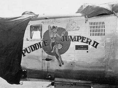B-24M 44-41946 of the 30th Bomb Group, 819th Bomb Squadron 7th AF – „Puddle Jumper II” nose art