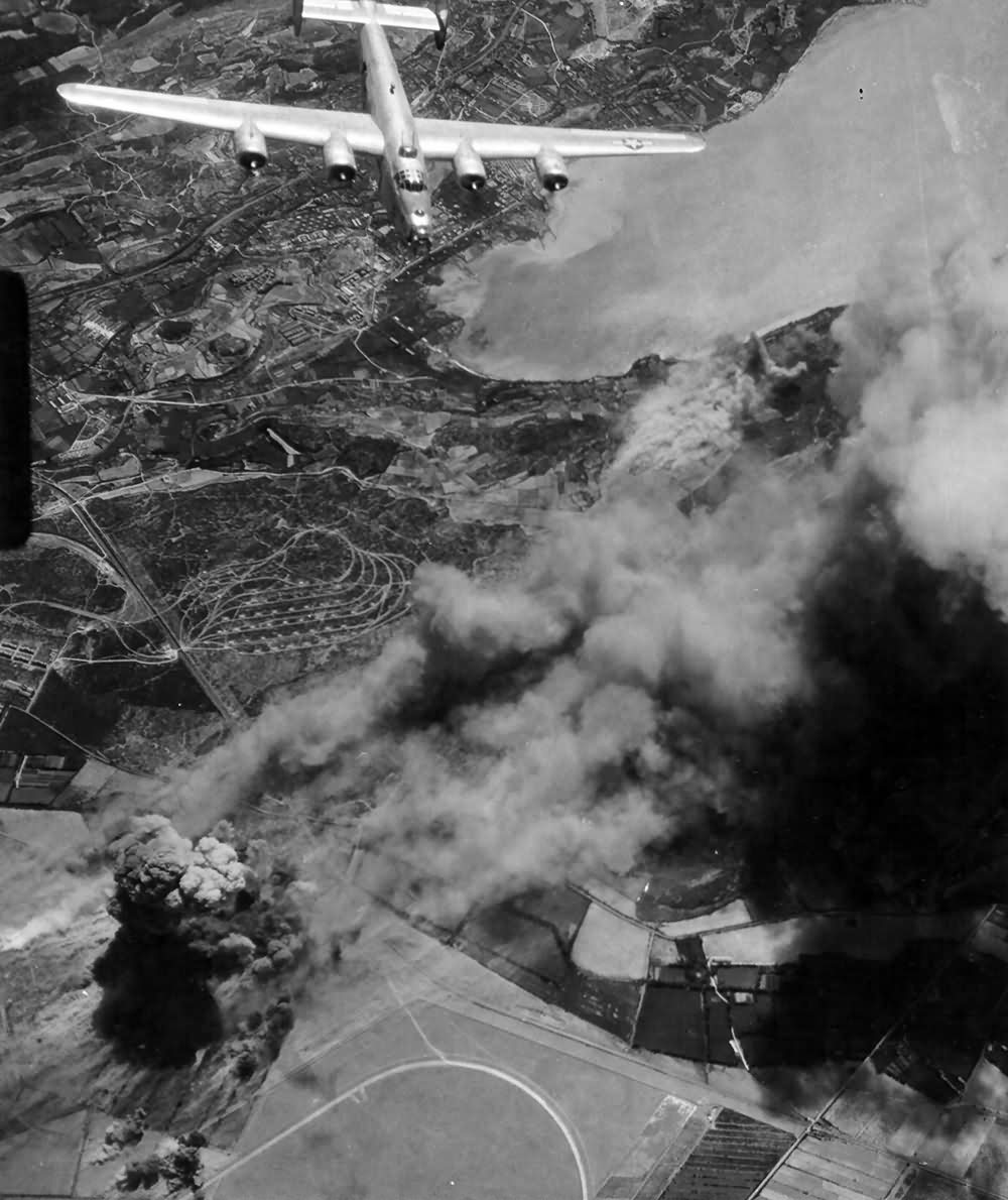 B-24 Liberators of the 15th AF over Marshalling Yards At Miramas France 12 July 1944