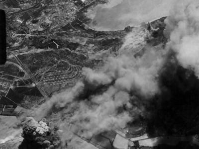 B-24 Liberators of the 15th AF over Marshalling Yards At Miramas France 12 July 1944