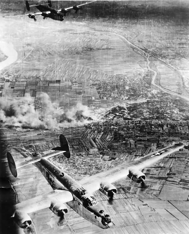 B-24 Liberators over Budapest Tokol airfield 19 January 1945