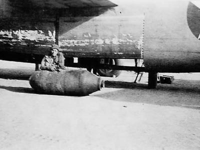 376th Bomb Group B-24D in North African Desert bomb