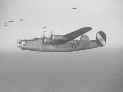 B-24 Liberator Bomber In Flight ETO