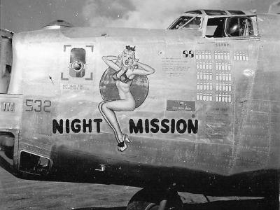 B-24 Liberator Bomber Night Mission Nose Art 30th Bomb Group, 819th Bomb Squadron