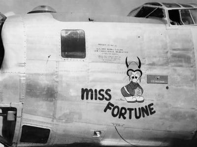 B-24 Liberator Miss Fortune nose art 11th Bomb Group