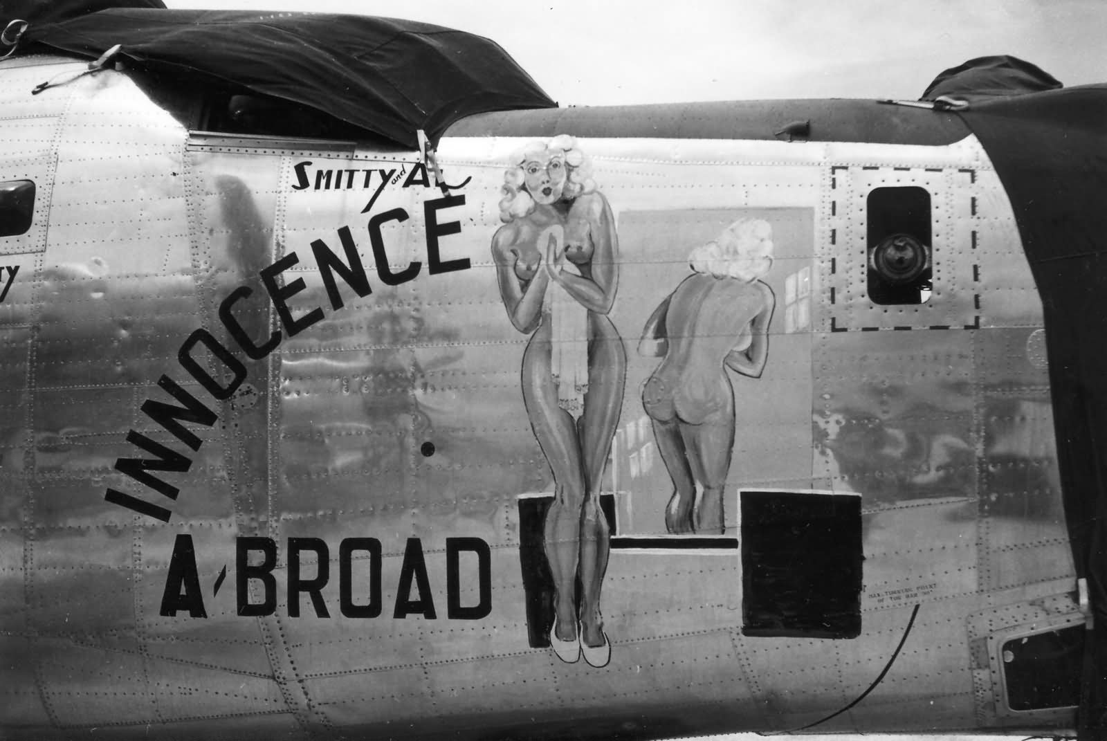 B 24 Liberator Bomber Nose Art 494th Bomb Group Innocence A Broad