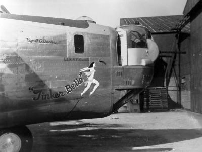 B-24 Liberator bomber Nose Art Tinker Belle 44th Bomb Group