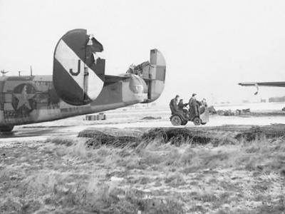 Damaged B-24 Liberator assembly ship