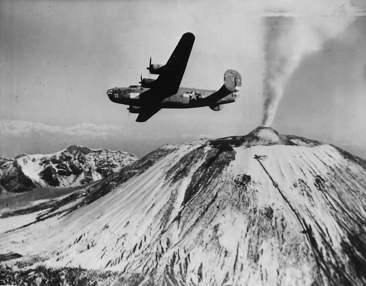15th Air Force B-24 Liberator #71 Flying over Mount Vesuvius 1944