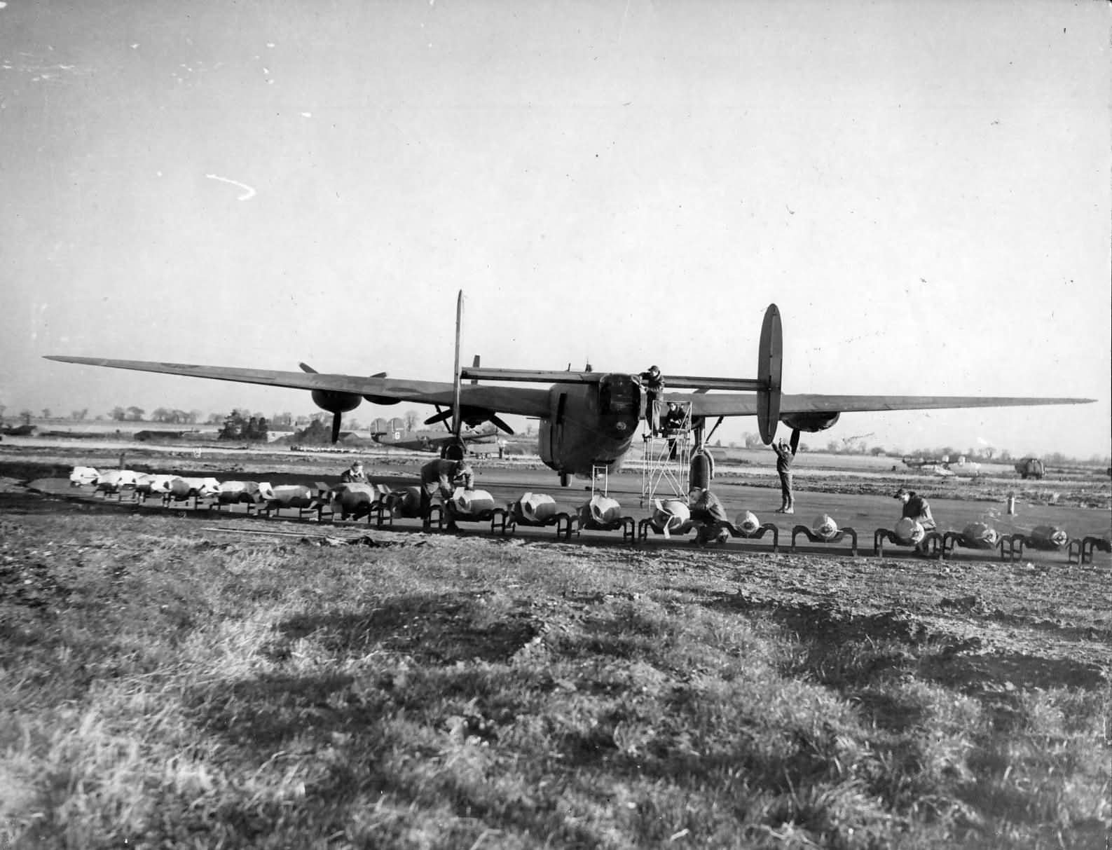 44th BG B-24 Liberator Preparing to Load Bombs England