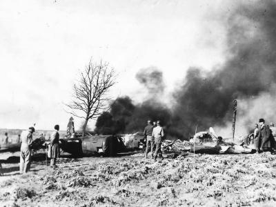 5th Army Troops Examine Wreck of B-24 Downed near Nettuno March 1944