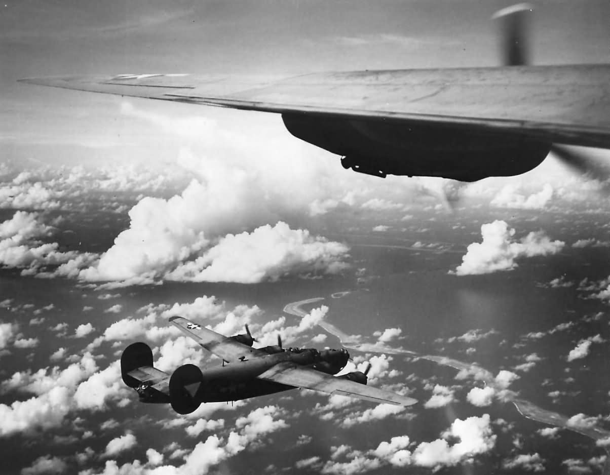 7th Army Air Force 30th Bomb Group, 392nd BS B-24 Liberators over Truk 1944