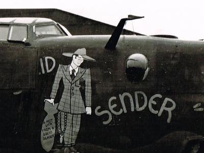 B-24 Liberator 8th AF BOMBER 487th Bomb Group 836th Bomb Squadron NOSE ART SOLID SENDER