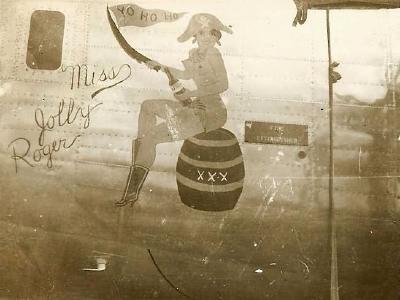 B-24 Liberator Bomber nose art Miss Jolly Roger
