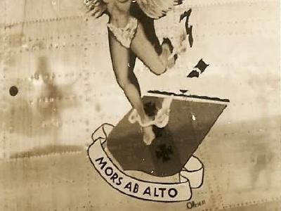 B-24 Liberator bomber nose art MORS AB ALTO 7th Bomb Group 493rd Bomb Squadron 10th AF