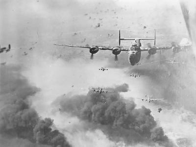 B-24 Bombers Flying Through AA Fire