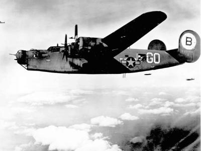 B-24 Liberator Naughty Nan 42-99949 of the 93 Bomb Group 328 Bomb Squadron 1944