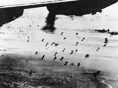 Liberators over Vienna, Austria flying through Flak