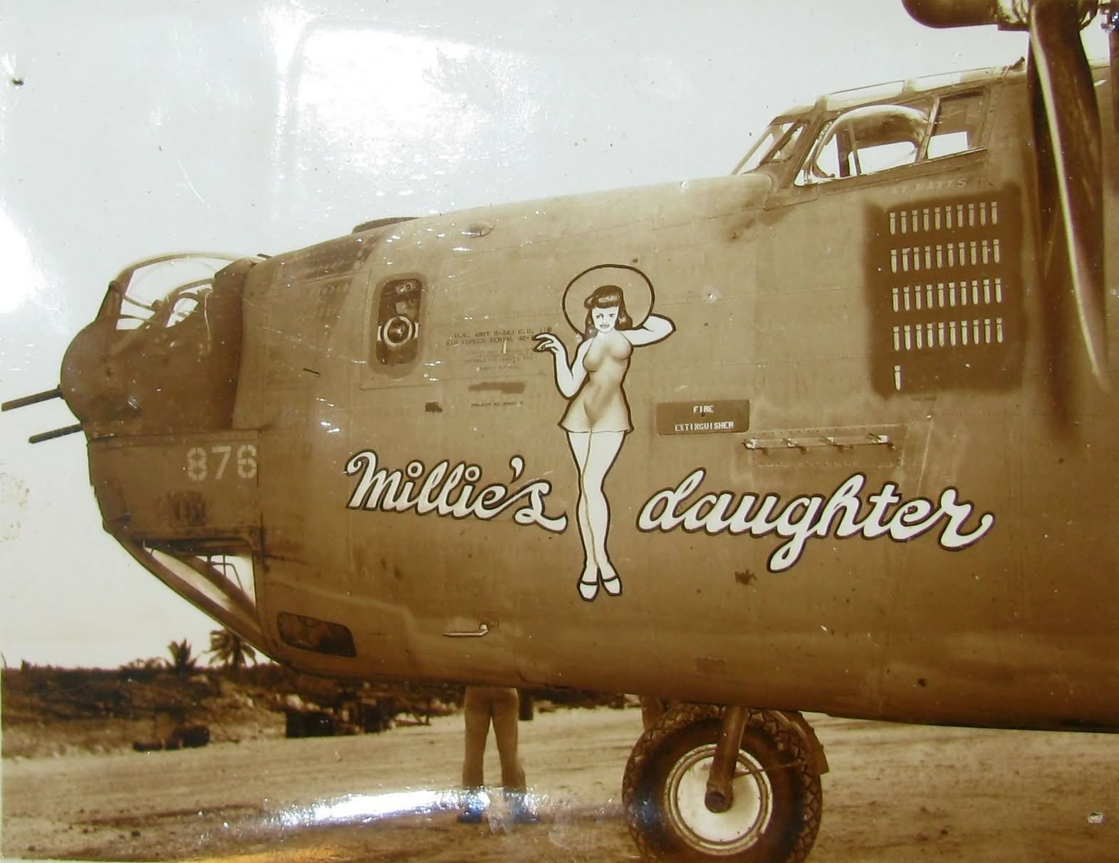 B-24 Liberator Nose Art MILLIES DAUGHTER 11th Bomb Group 98th Bomb ...