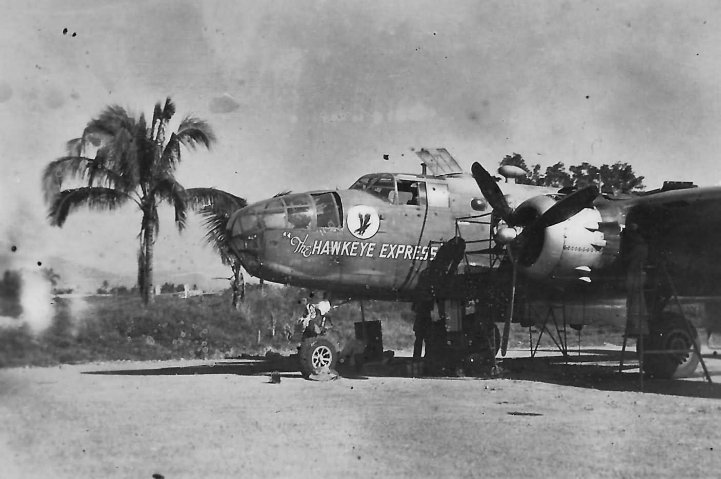 B-25 6 Photo Group The Hawkeye Express nose art Philippines