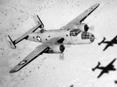 B-25 Mitchell over africa desert