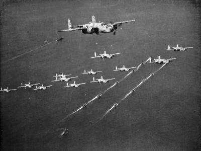 B-25 bombers and ships march 1944