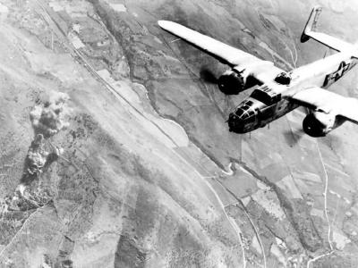 B-25J bombers destroys german supply depot