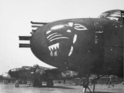 Nose of B-25J from 822nd Bomb Squadron 38th BG