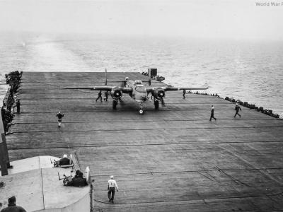 PBJ-1H landing on USS Shangri-La November 1944 2