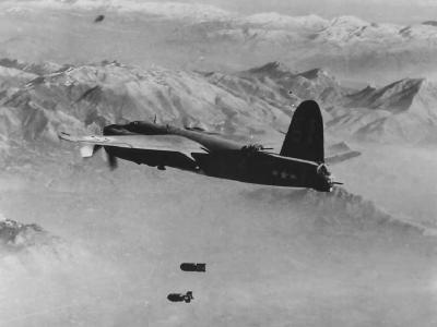 12th AF B-26 flies thru Flak during raid on Ceprano 1944