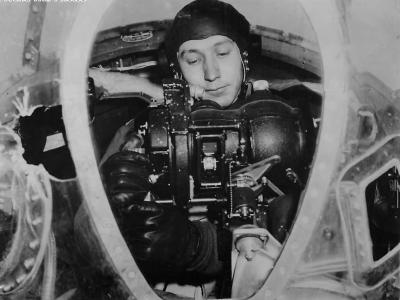 9th AF bombardier in B-26 with Norden bombsight