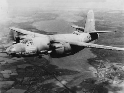 B-26B 41-31819 of the 452nd BS returning from 100th Mission May 1944