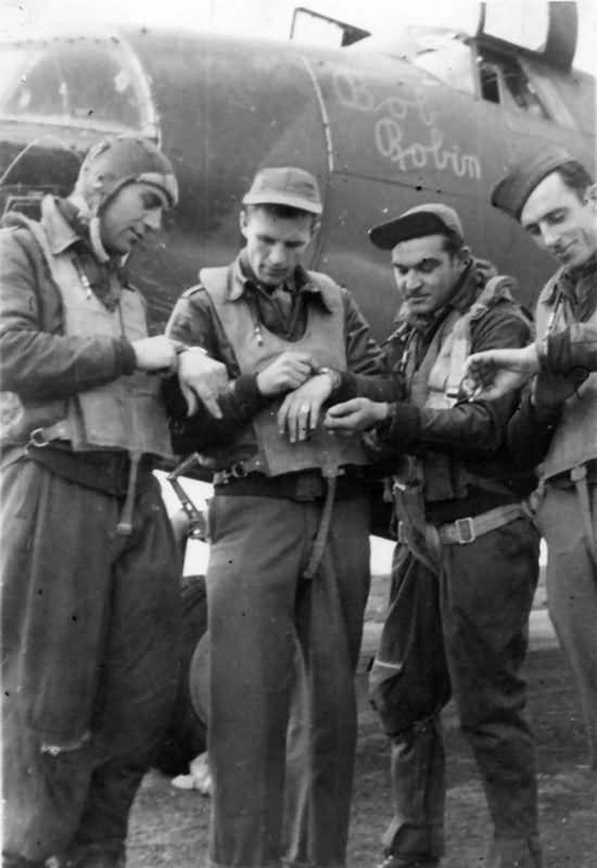 B-26 Marauder Bomber Bob Robin Nose Art and Crew 9th Air Force