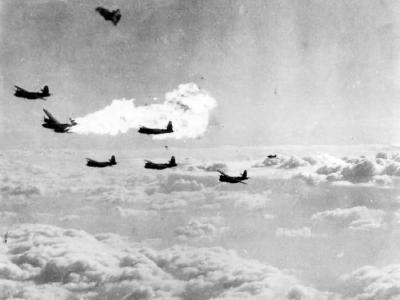 B-26 Marauder Bomber Hit By Flak over France 9th Air Force