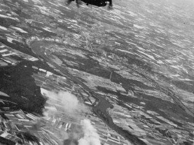 B-26 Bombers attacking target along Seine River France