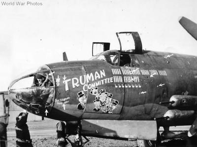 Flak riddled B-26 „Truman Committee” of the 322nd BG