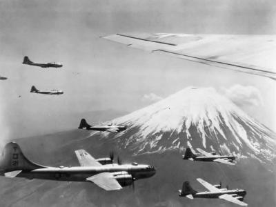 Boeing B-29 498th Bomb Group Bombers Flying Over Mount Fuji Japan