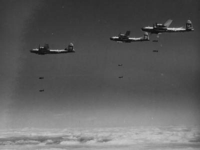 B-29 Superfortress from 19th Bomb Group on Bomb Run