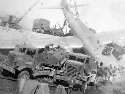 B-29 Superfortress after crash landing