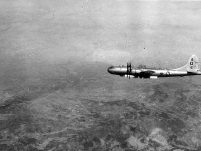B-29 Superfortress from the 497th Bomb Group: A square 15 and A square 6