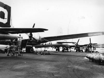 B-29 Superfortress during ground maintenance – 29th Bomb Group