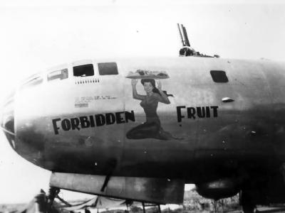 B-29 Superfortress 42-24607 of the 498th BG 875th BS, nose art Forbidden Fruit