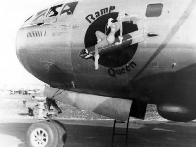 B-29 42-63513 of the 499th Bomb Group – nose art Ramp Queen
