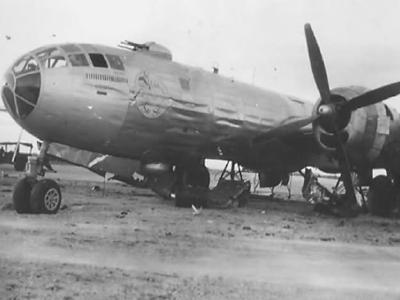 Boeing B-29 Superfortress damaged Tinian