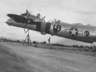 Damaged B-29 Superfortress on Tinian