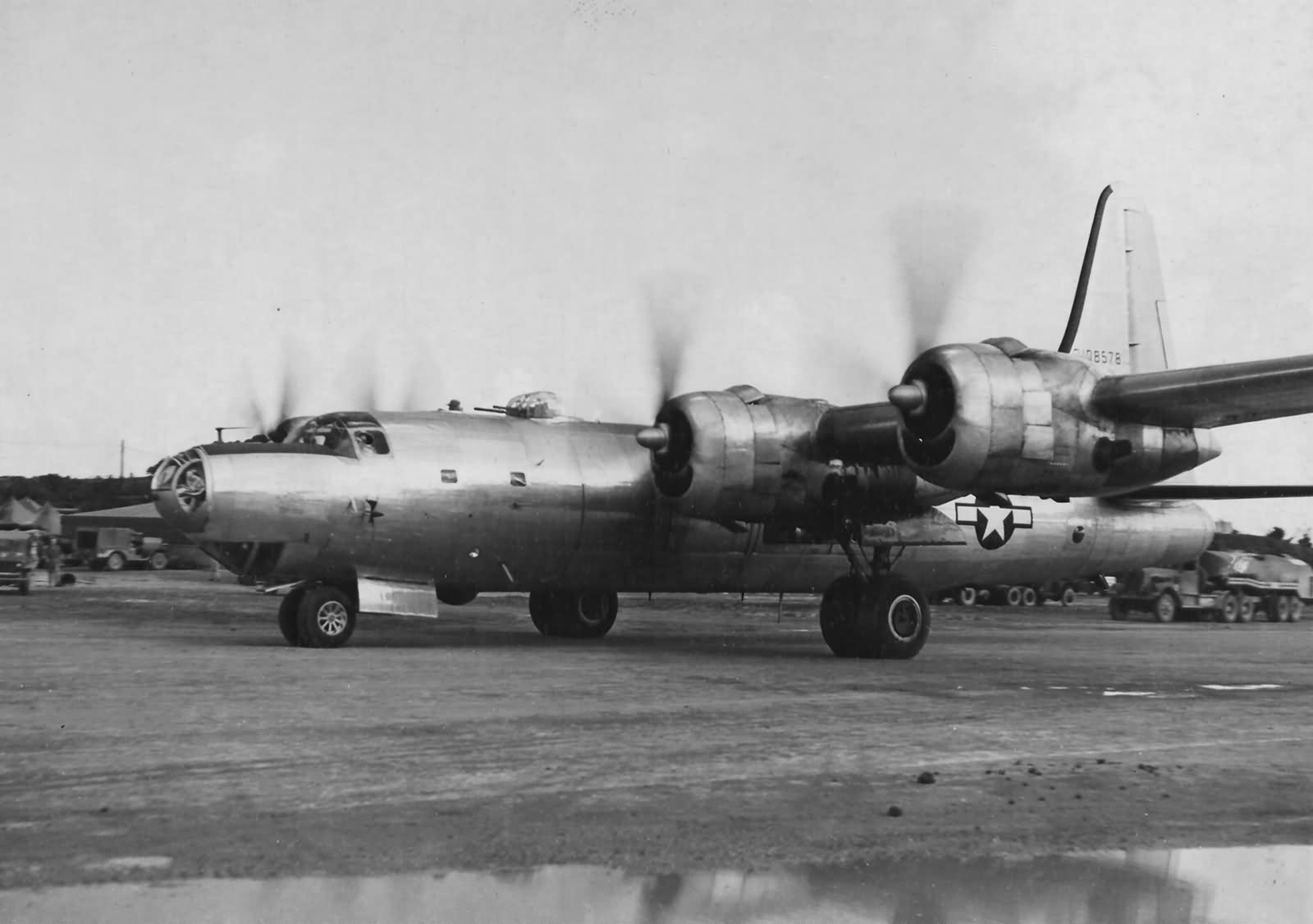 Consolidated B-32 42-108578 Taxiing Towards The Runway On Yontan Airstrip Before Take Off 25 August 1945