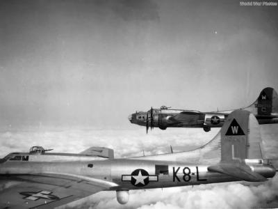 B-17G K8-L and K8-G 42-102593 of the 398th BG