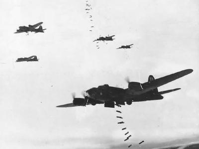 B-17s of the 94th BG release bombs over Munich 11 November 1943